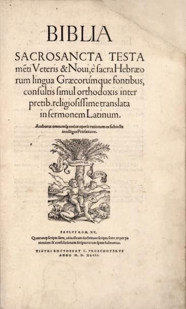 null BIBLE. - Biblia sacrosancta Testamenti Veteris & Novis. Zurich, C. Froschover,...