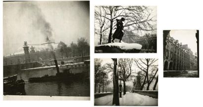 ROGER FORSTER (1902-1984) Paris de neige Paris, c. 1940 Sept photographies de repérages,...