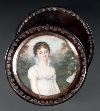 LOUIS-LIÉ PERIN-SALBREUX (1753-1817) ECOLE DE Portrait d'une jeune fille en buste...
