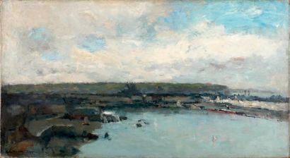 Albert Marie LEBOURG (1849-1928) Dieppe, Bord de mer Huile sur toile Signée en bas...