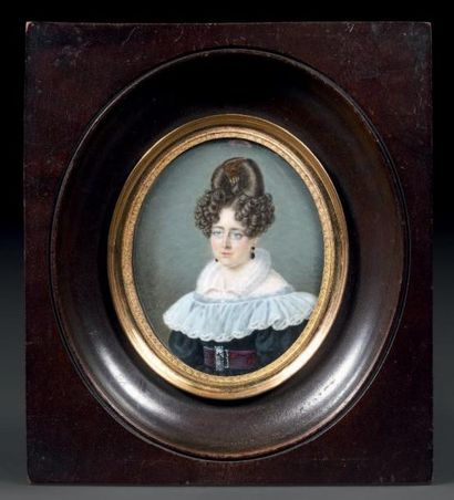 ALPHONSE DE LABROUE (1792 - METZ, 7 JANVIER 1863) Portrait de jeune femme en buste...