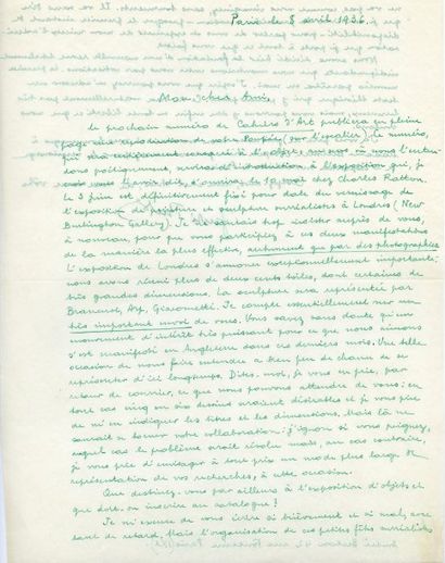 BRETON André. LETTRE AUTOGRAPHE SIGNÉE À HANS BELLMER. Paris, 8 avril 1936 ; 1 page...