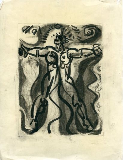 MASSON André. L'ABBE C. Dessin original à l'encre. Circa 1950 ; 27,8x21,2 cm, sous...