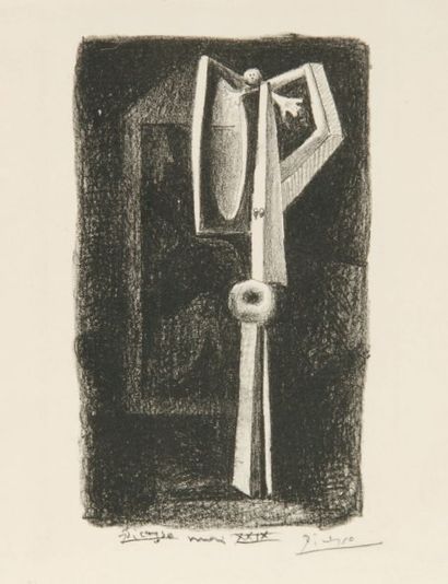 PICASSO Pablo. FIGURE. LITHOGRAPHIE ORIGINALE SIGNÉE. 1929 ; 27 x 22 cm, sous encadrement....