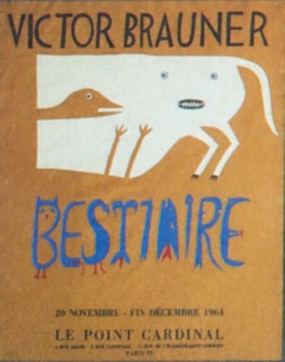 BRAUNER Victor AFFICHE SÉRIGRAPHIÉE. Paris, Le Point cardinal, 1963. 64 x 50 cm,...
