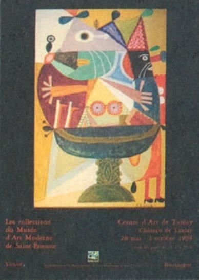 BRAUNER Victor AFFICHE. Tanlay, 1994. 92 x 68 cm, sous encadrement. Affiche illustrée...