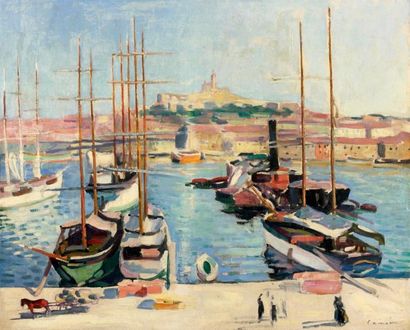 Charles CAMOIN (1879-1965) Le remorqueur dans le port de Marseille, 1904-1906 Huile...