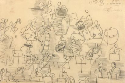 Raoul DUFY (1877-1953) Orchestre, c. 1940 Crayon sur papier calque Non signé Annotations...