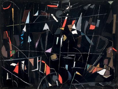 André LANSKOY (1902-1976) Composition abstraite Gouache sur papier Signée en bas...