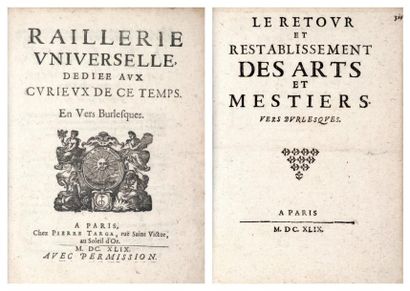 null MAZARINADES BURLESQUES. - Ensemble 19 pièces de 1649 en 6 volumes petit in-4,...