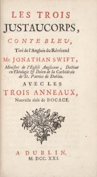 null PIÈCES ÉCHAPÉES [sic] DU FEU. Plaisance, s.n. [Hollande], 1717. In-12, maroquin...