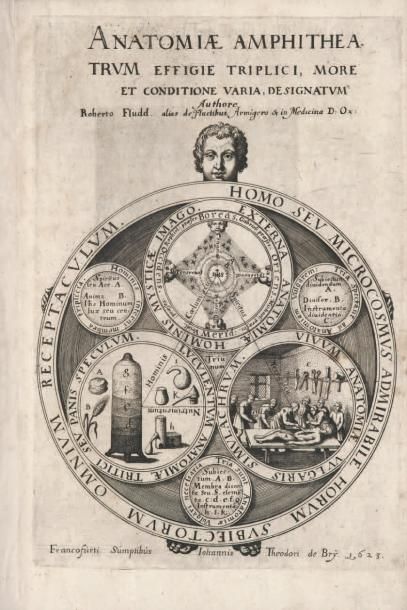 FLUDD (Robert) Ensemble 18 ouvrages en 8 volumes in-folio, vélin ivoire décoré à...
