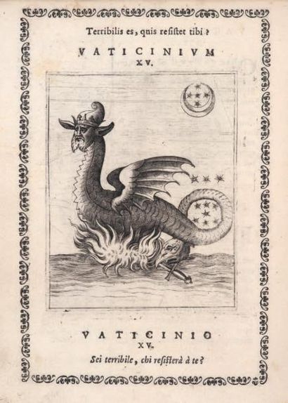 JOACHIM DE FLORE Vaticinia, sive prophetiae. Venise, Jérôme Porro, 1589. Petit in-4,...