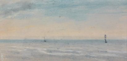 ALFRED STEVENS (1823 - 1906) Marine, 1891 Aquarelle et pastel, monogrammée et datée...