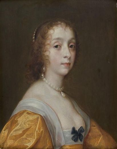 ÉCOLE ANGLAISE DU XVIIE SIÈCLE, ENTOURAGE D'ANTON VAN DYCK Portrait d'Anne, lady...