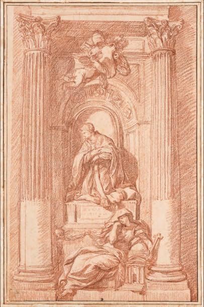 JEAN ROBERT ANGO (ACTIF À ROME À PARTIR DE 1759) Etude d'après un tombeau papal Sanguine...