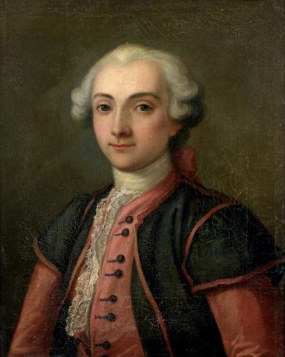 PIERRE DAVESNE (C. 1764 - C. 1796) Portrait de jeune homme Huile sur toile 59 x 48...