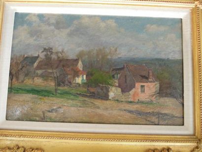 CHARLES AGARD (1866 - 1950) Maisons dans le vallon Huile sur toile signée en bas...