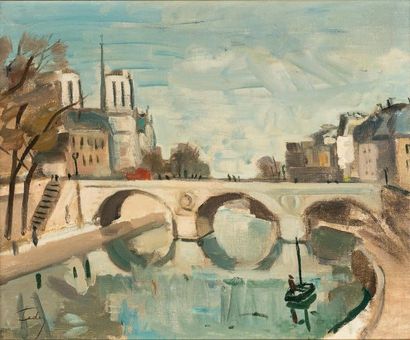 Adolphe FEDER (1886 - 1943) Notre Dame Huile sur toile Signée en bas à gauche 31...