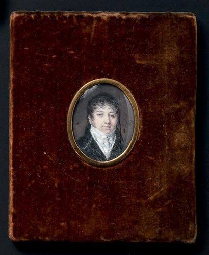 JEAN-BAPTISTE ISABEY (1767 - 1855) Portrait d'homme de qualité coiffé de boucles...