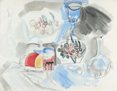 Raoul DUFY (1877-1953) Nature morte Aquarelle Signée en bas à droite 50 x 65 cm Un...