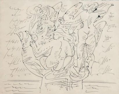 André Masson (1896 - 1987) Composition aux trois personnages dans une main Encre...