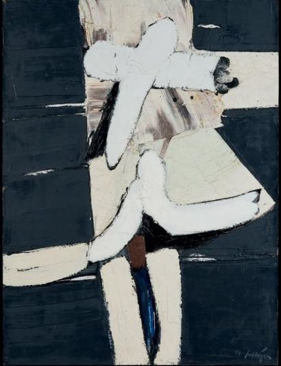 Jan MEYER (1927 - 1995) Composition abstraite Huile sur panneau Signée en bas à droite...