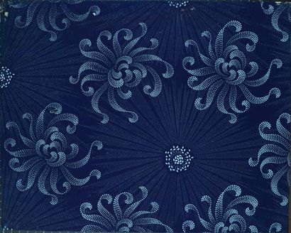 null PROJET DE TISSUS, 1906 Blanc de céruse sur papier bleu. 35,5 x 28 cm. Signé...