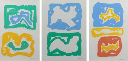 Emile LAHNER (1893-1980) Compositions abstraites Trois gouaches sur papier formant...