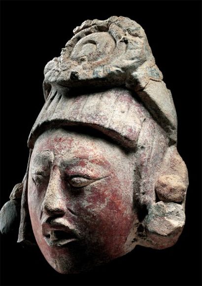 null Tête de prêtre ou de dignitaire Culture Maya, Guatemala Classique Final, 550...