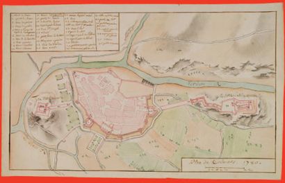 ANONYME Plan de Colmars 1780 1780. Plan manuscrit. Plume et lavis d'aquarelle. Plan...