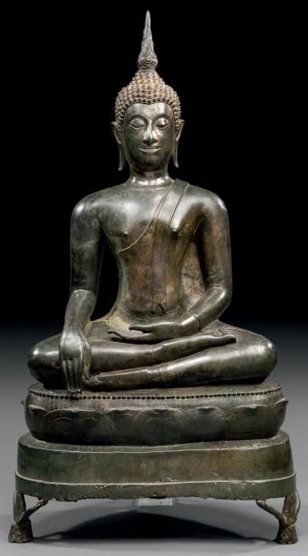 null IMPORTANTE STATUETTE DE BOUDDHA THAILANDE, période Chien Seng - XVème siècle...