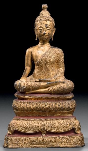 null STATUETTE DE BOUDDHA THAILANDE, Ratanakosin, école de Bangkok, XIXème siècle...