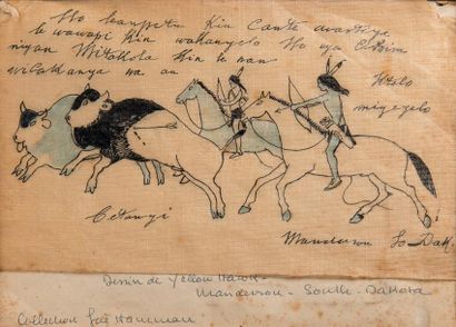 null DESSIN DE YELLOW HAWK, SIOUX Plaines, Etats-Unis Vers 1890 Encre noir, crayon...