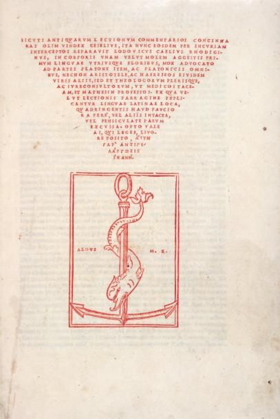 RHODIGINUS (Ludovico Ricchieri, dit) Sicuti antiquarum lectionum commentarios [Lectionum...