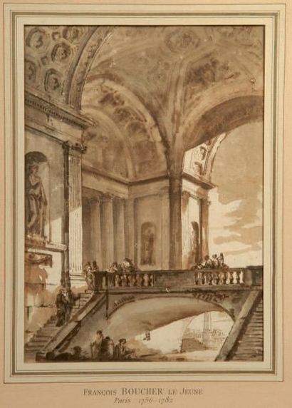 JUSTE NATHAN BOUCHER DIT FRANÇOIS BOUCHER LE JEUNE (Paris1736 - 1782) Un vestibule...
