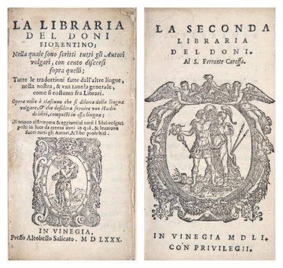 DONI (Anton Francesco) La Libraria. Venise, Altobello Salicato, 1581. - La Seconda...