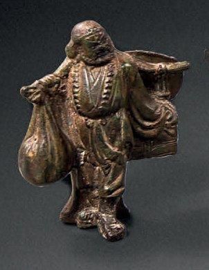 null STATUETTE DE SHA CENG DEBOUT Chine - Epoque MING (1368 - 1644) En bronze à patine...