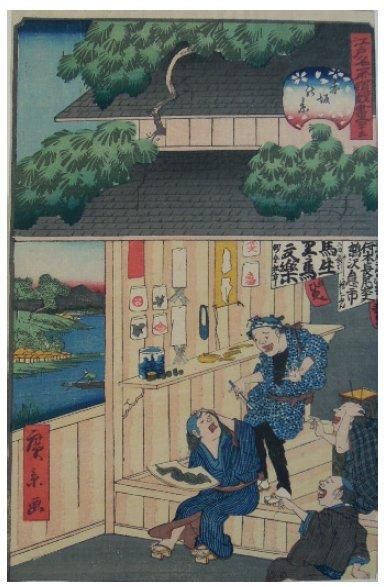 HIROKAGE (ACTIF 1855-1865) OBAN TATE-E de la série "Edo meisho doke zukushi", scène...