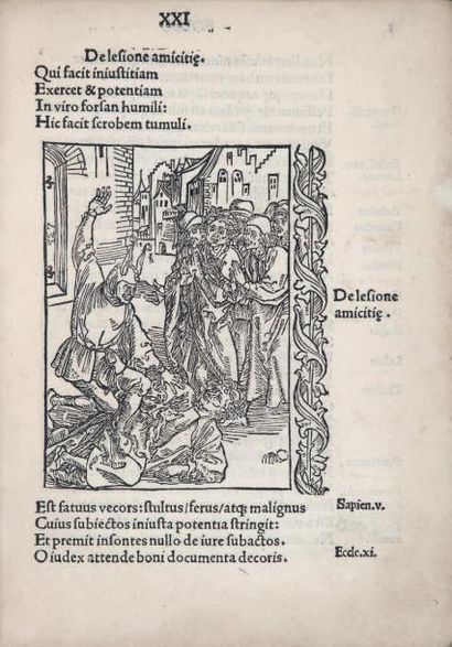 BADE (Josse) Navis stultifera. S.l.n.d. [Bâle, Nicolaus Lamparter, 15 mars 1507]....