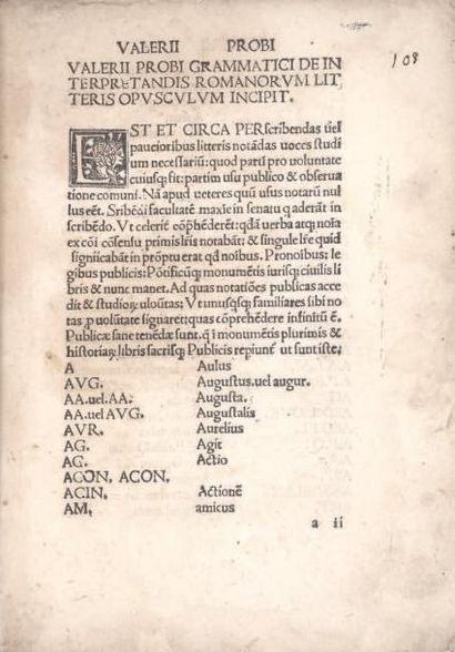 PROBUS (Marcus Valerius) De interpretandis romanorum litteris opusculum [De litteris...