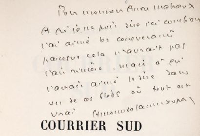 SAINT-EXUPÉRY (Antoine de) COURRIER SUD. Paris, N.R.F., 1929. In-12, broché, chemise...