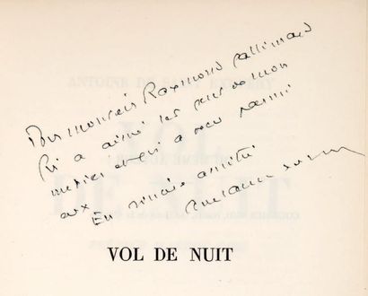 SAINT-EXUPÉRY (Antoine de) VOL DE NUIT. Préface d'André Gide. Paris, N.R.F, 1931....