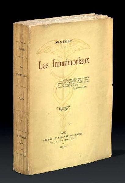 SEGALEN (Victor) LES IMMÉMORIAUX. Paris, Mercure de France, 1907. In-12, broché,...