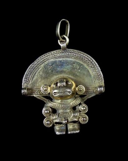null Pendentif en or représentant un chaman Culture Tairona, Colombie 800 - 1500...
