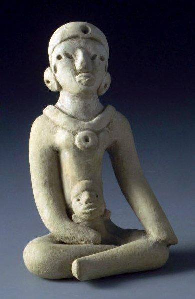 null Personnage assis Culture Huastèque, Mexique 300-400 après J.-C. Céramique beige...
