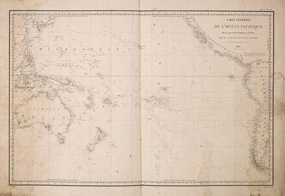 DUMONT D'URVILLE / LOTTIN Carte générale de l'océan pacifique. Paris, 1833/1834....