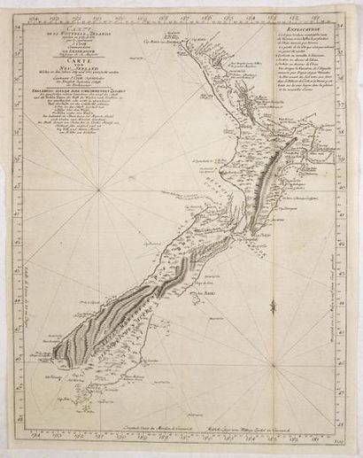 COOK, James Carte de la Nouvelle-Zelande visitée en 1769 et 1770 par le Lieutenant...