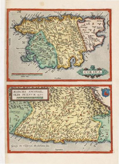 ORTELIUS, A Corsica / Marcha Anconae, olim picenum. 1572. Anvers, ca. 1573. Beau...