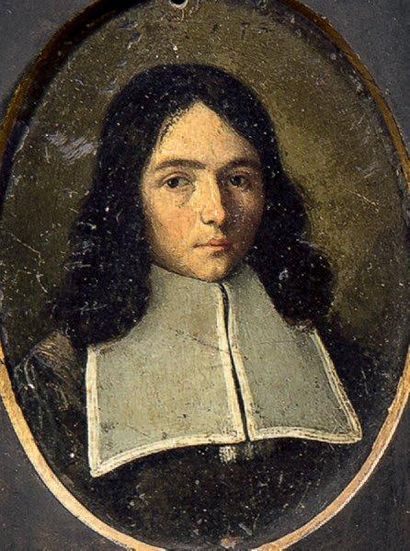 École française vers 1650 Portrait de jeune homme à grand col blanc double, en buste...